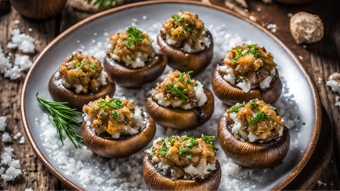 Sea Salted Stuffed Mushrooms