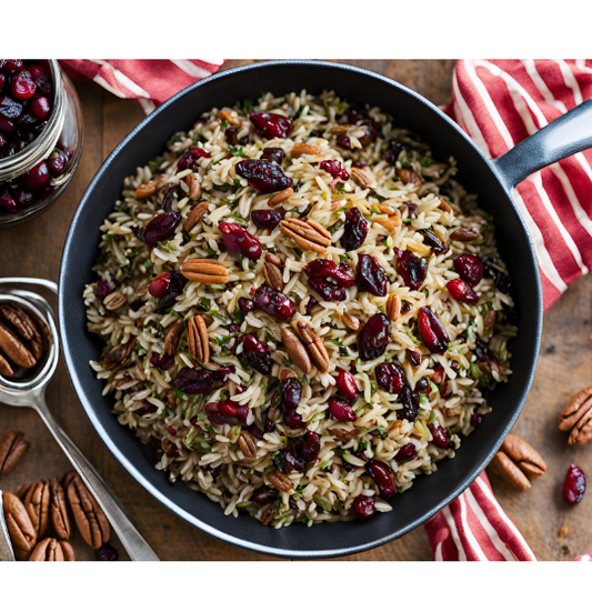 Wild Rice Pilaf with Cranberries and Pecans with French Sel Gris